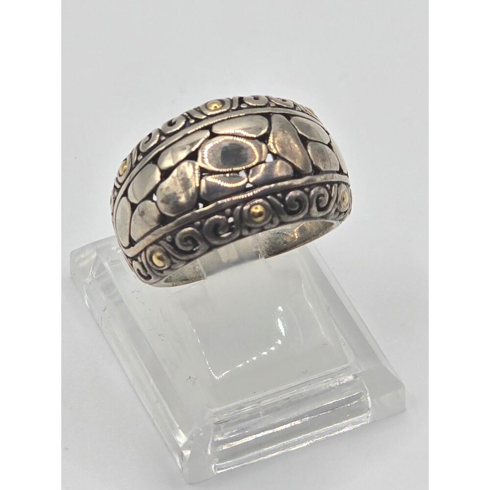 10 Gram Sz 7 Effy 925 Sterling Silver 18K Gold Balissima Designer Statement Ring
